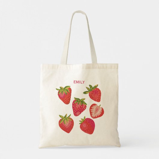 Cute Red Summer Strawberry Tote Bag (Achterkant)