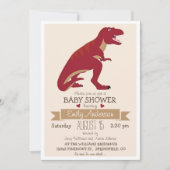 Cute Red T-Rex Dinosaur Baby shower of Sprinkle Kaart (Voorkant)