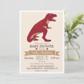 Cute Red T-Rex Dinosaur Baby shower of Sprinkle Kaart (Staand voorkant)