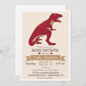 Cute Red T-Rex Dinosaur Baby shower of Sprinkle Kaart (Voorkant / Achterkant)