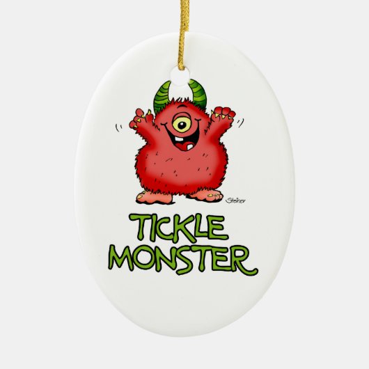Cute red tickle Monster door send2smile Keramisch Ornament (Voorkant)