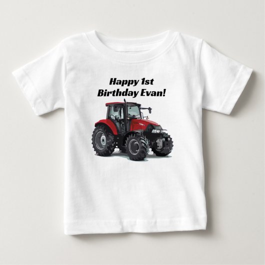 Cute Red Tractor Boerderij Equipment 1st Birthday  (Voorkant)