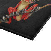 Cute Red Tree Kikker met oogbril op zwart Snijplank (Hoek)