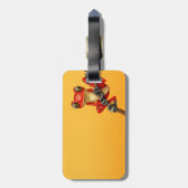 Cute Red Tree Kikker op een vertakking op geel Bagagelabel (Achterkant verticaal)