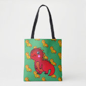 Cute Red Trex Happy Dinosaur Tote Bag (Voorkant)