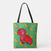 Cute Red Trex Happy Dinosaur Tote Bag (Achterkant)