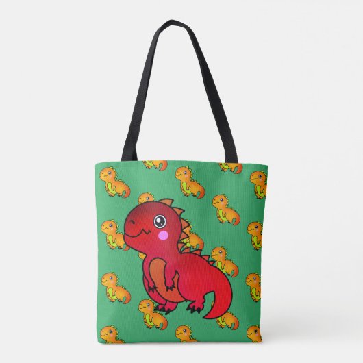 Cute Red Trex Happy Dinosaur Tote Bag (Achterkant)