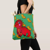 Cute Red Trex Happy Dinosaur Tote Bag (Dichtbij)