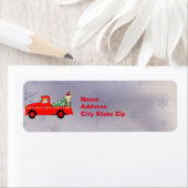 Cute Red Truck Cats Kerstmis Etiket (Insitu)