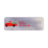 Cute Red Truck Cats Kerstmis Etiket (Voorkant)