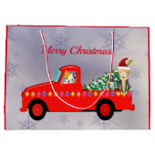 Cute Red Truck Cats Kerstmis Groot Cadeauzakje (Achterkant)