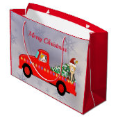 Cute Red Truck Cats Kerstmis Groot Cadeauzakje (Achterkant Gekanteld)