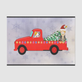 Cute Red Truck Cats Kerstmis Tissuepapier