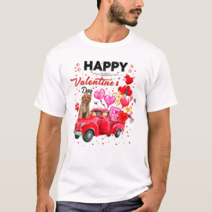 Cute Red Truck Cavapoo Valentines Day Costume Boy T-shirt
