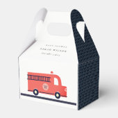 Cute Red Truck Engine Baby shower Bedankdoosjes (Achterkant)