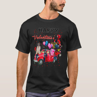 Cute Red Truck Saint Bernard Valentijnsdag Costum T-shirt