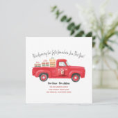 Cute Red Truck We hebben vakantieadres verplaatst Aankondiging (Staand voorkant)