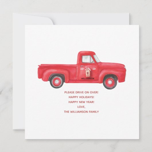 Cute Red Truck We hebben vakantieadres verplaatst Aankondiging (Achterkant)