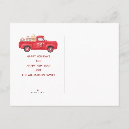 Cute Red Truck We hebben vakantieadres verplaatst Aankondigingskaart (Achterkant)
