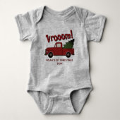 Cute red truck with a Christmas tree custom Romper (Voorkant)