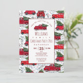 Cute  Red Trucks - kerstuitnodiging Kaart (Staand voorkant)