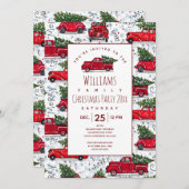 Cute  Red Trucks - kerstuitnodiging Kaart (Voorkant / Achterkant)