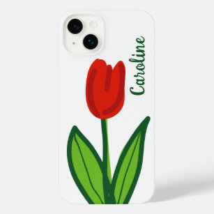 Cute red tulip flower custom iPhone 14 plus Hoesje