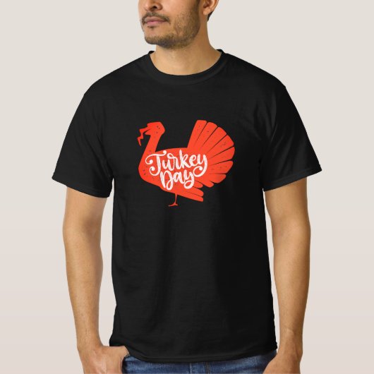 Cute Red Turkey Shape met Text Typografie T-shirt (Voorkant)