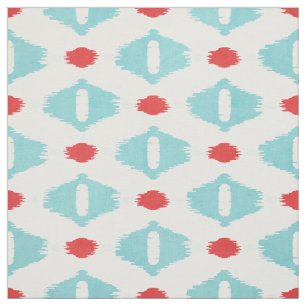 Cute red turkooizen white ikat tribal patronen stof