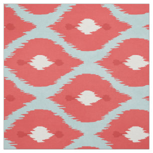 Cute red turkooizen white ikat tribal patronen stof