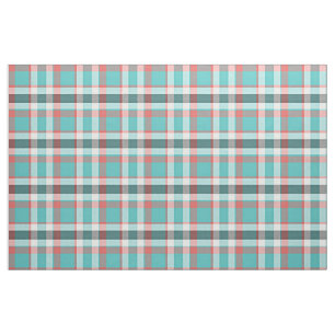 Cute Red Turquoise Retro Chic Tartan Patroon Stof