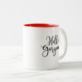 Cute Red Valentijnsdag Hallo geweldige Tweekleurige Koffiemok (Voorkant rechts)