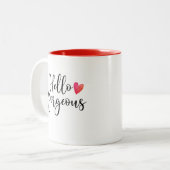 Cute Red Valentijnsdag Hallo geweldige Tweekleurige Koffiemok (Voorkant links)
