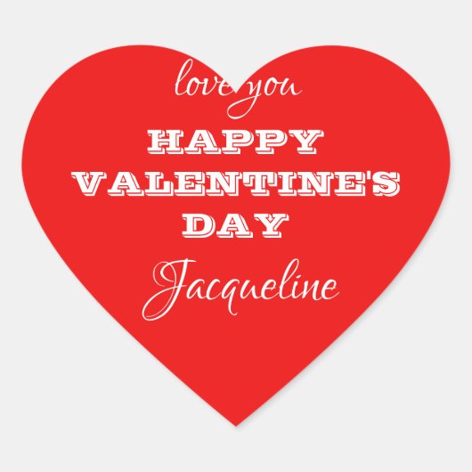 Cute Red Valentine's Day Stickers Personalize (Voorkant)