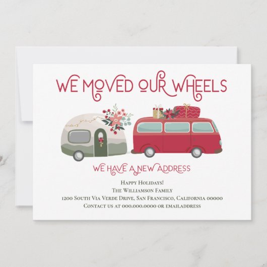 Cute Red van Trailer We hebben een nieuw adres ver Aankondiging (Voorkant)