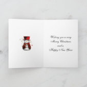 Cute Red Velvet Snowman Kerstmis Kaart (Binnen)
