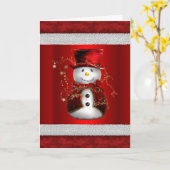 Cute Red Velvet Snowman Kerstmis Kaart (Gele Bloem)