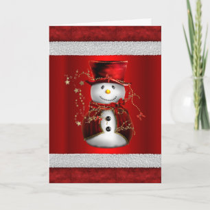 Cute Red Velvet Snowman Kerstmis Kaart