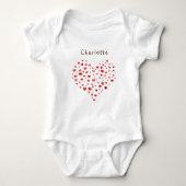 Cute Red Waterverf Hearts met naam Romper (Voorkant)