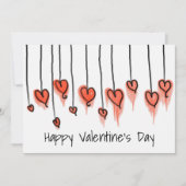 Cute Red Waterverf hoort Happy Valentine's Day Feestdagenkaart (Voorkant)