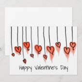 Cute Red Waterverf hoort Happy Valentine's Day Feestdagenkaart (Voorkant / Achterkant)