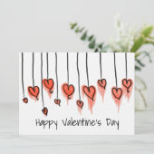 Cute Red Waterverf hoort Happy Valentine's Day Feestdagenkaart (Staand voorkant)