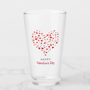 Cute Red Waterverf hoort Happy Valentine's Day Glas