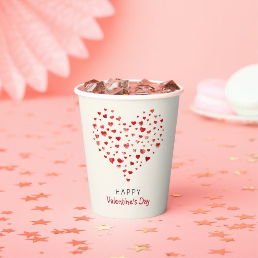 Cute Red Waterverf hoort Happy Valentine's Day Papieren Bekers (Insitu)