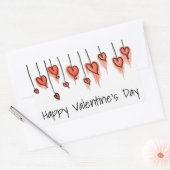 Cute Red Waterverf hoort Happy Valentine's Day Rechthoekige Sticker (Envelop)