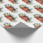 Cute Red Waterverf kerst House Pattern Cadeaupapier (Hoek)
