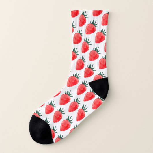 Cute Red Waterverf Strawberry Pattern Sokken (Links - buitenkant)
