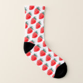 Cute Red Waterverf Strawberry Pattern Sokken (Links binnenkant)