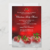 Cute Red White Baby shower Girl Brunette Kaart (Achterkant)