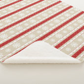 Cute Red White beige kerstsnowflakes patroon Sherpa Deken (3/4)